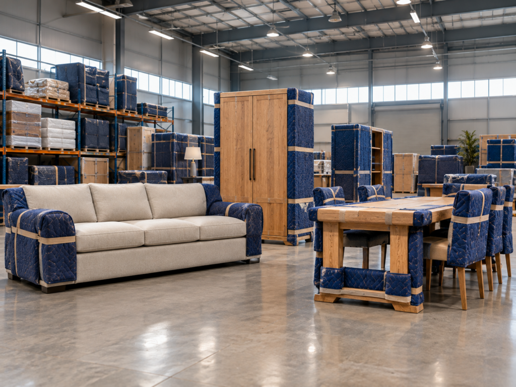 Furniture prepared and protected for storage in Dubai