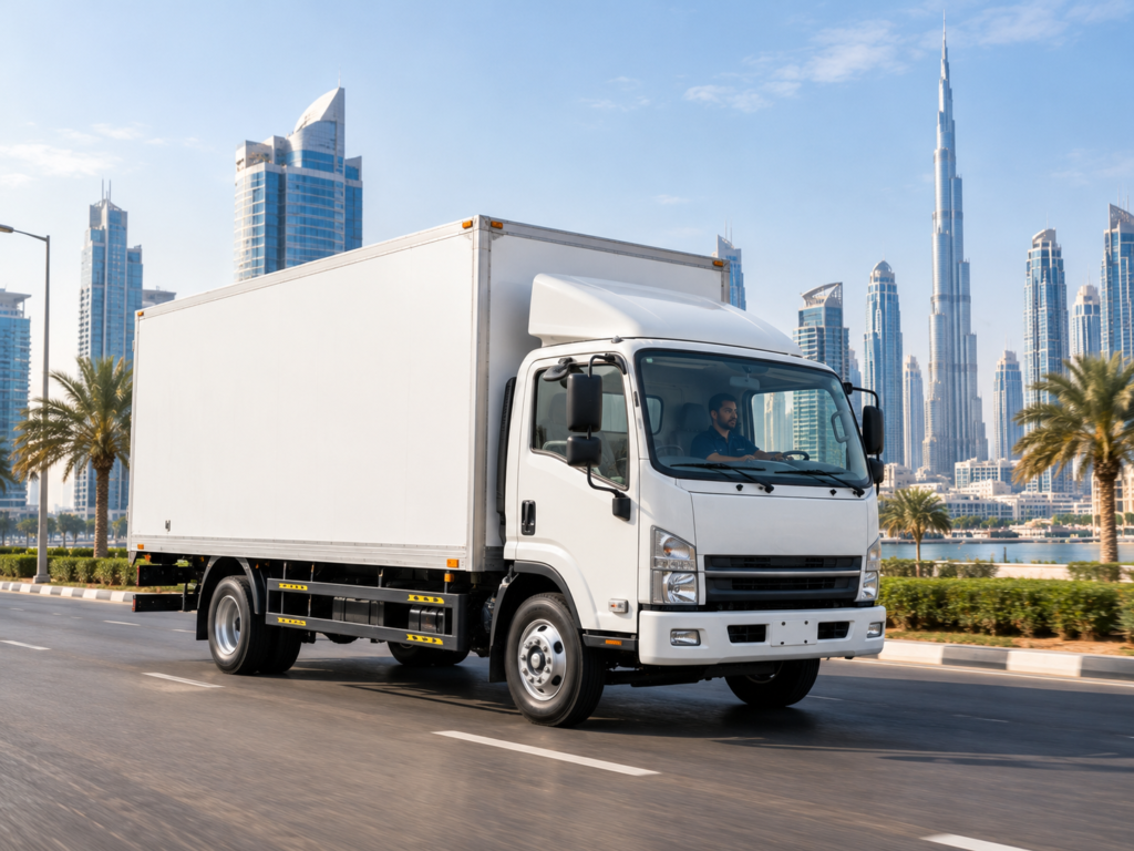 Household belongings prepared for transport to a new location in Dubai