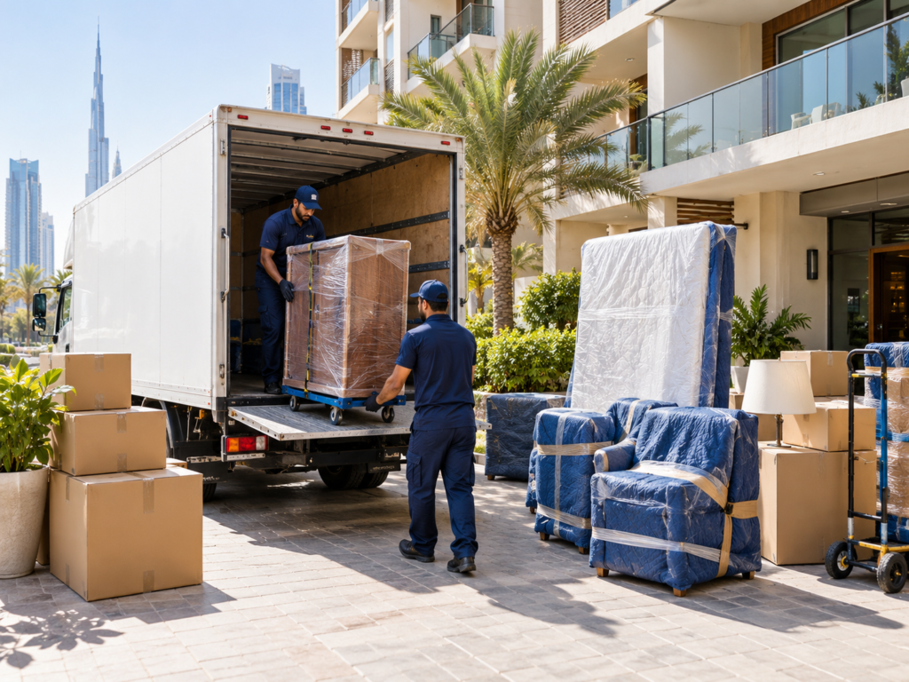 Household belongings prepared for moving and storage