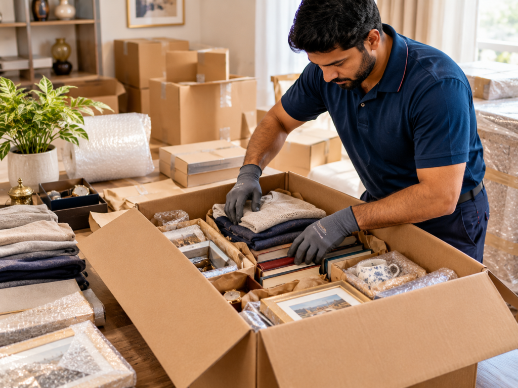 Personal belongings organised for an international move from Dubai