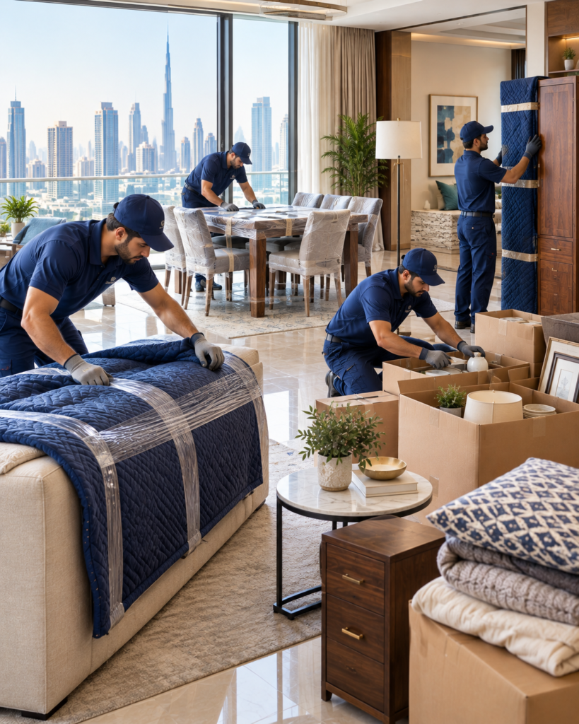 Residential movers handling household belongings